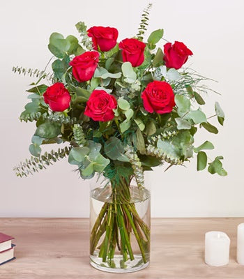 Rósavendir rauðir með grænu - VELDU STÆRÐ